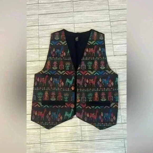 90’s Retro Wool Alpaca Print Vest - Picture 1 of 5